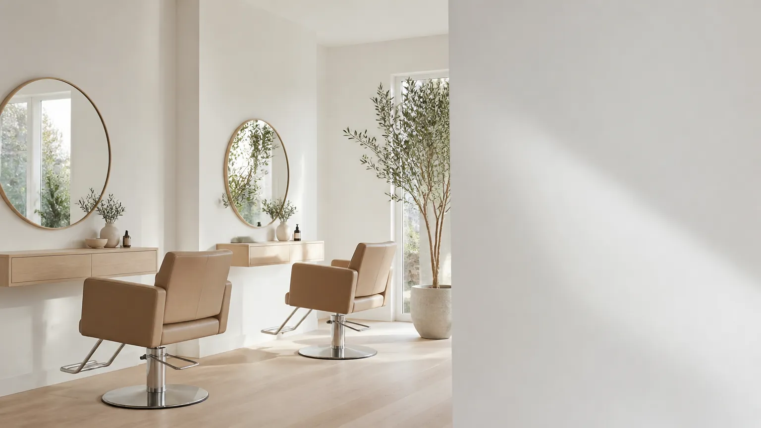 Bright minimalist neighbourhood hair salon